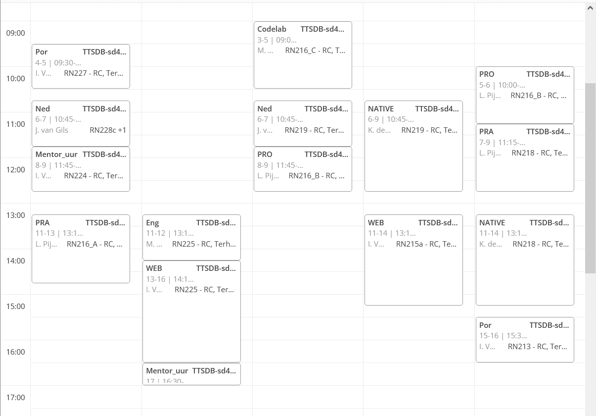 Schedule for the First Year
